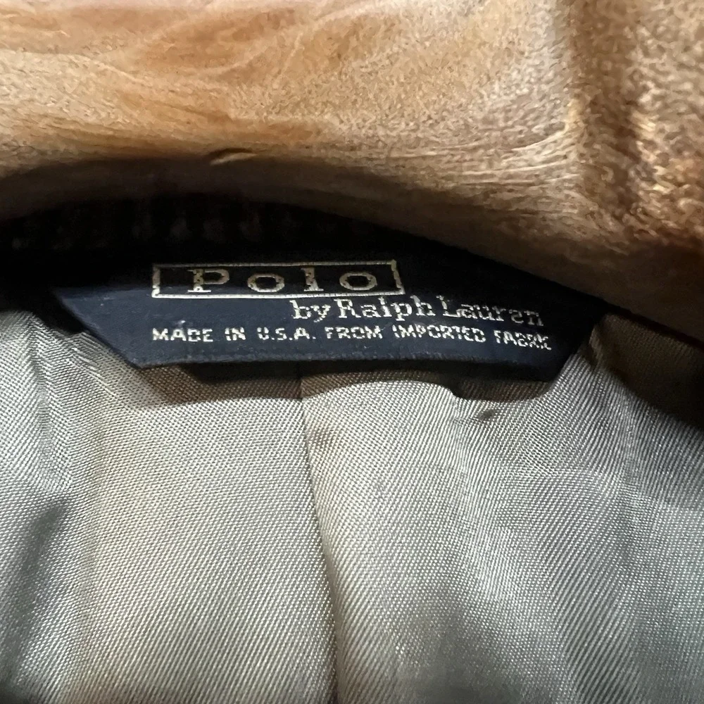 Polo Ralph Lauren Tweed Blazer Jacket Mens Size 40‎ Reg Brown Made In USA